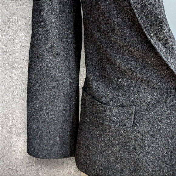 Gray Wool Blend Blazer Jacket Business Career Minimalist Classic - Picture 2 of 14